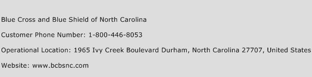 Blue Cross and Blue Shield of North Carolina Phone Number Customer Service