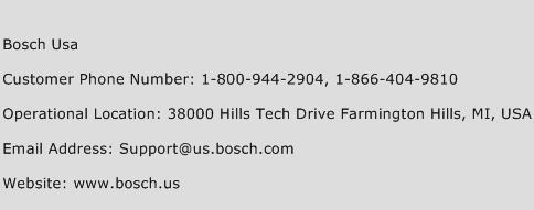 Bosch USA Phone Number Customer Service