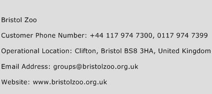 Bristol Zoo Phone Number Customer Service