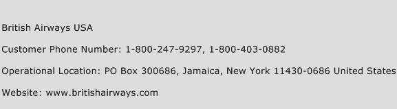 British Airways USA Phone Number Customer Service