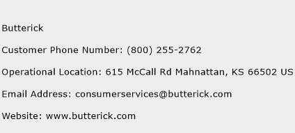 Butterick Phone Number Customer Service