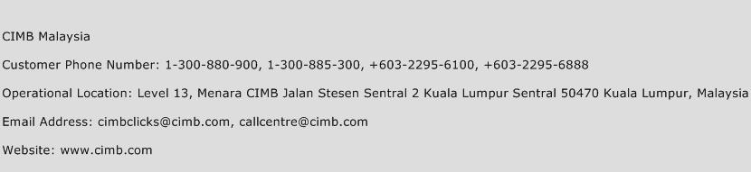 CIMB Malaysia Phone Number Customer Service