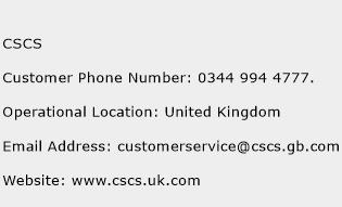 CSCS Phone Number Customer Service