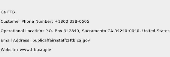 Ca FTB Phone Number Customer Service