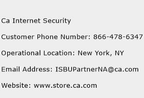 Ca Internet Security Phone Number Customer Service