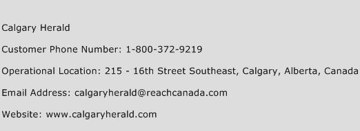 Calgary Herald Phone Number Customer Service
