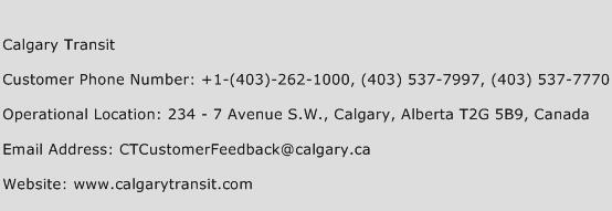 Calgary Transit Phone Number Customer Service