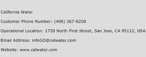 California Water Phone Number Customer Service