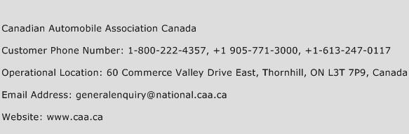 Canadian Automobile Association Canada Phone Number Customer Service