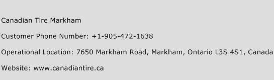 Canadian Tire Markham Phone Number Customer Service
