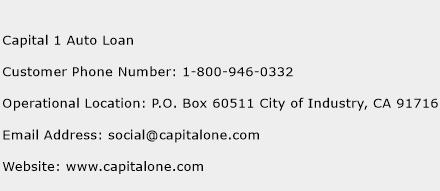Capital 1 Auto Loan Phone Number Customer Service