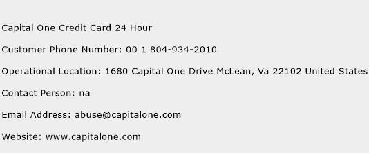 Capital One Credit Card 24 Hour Phone Number Customer Service