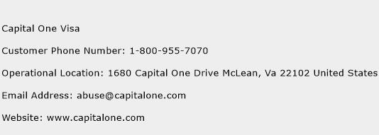Capital One Visa Phone Number Customer Service