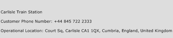 Carlisle Train Station Phone Number Customer Service