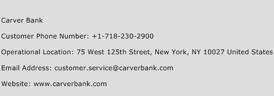 Carver Bank Phone Number Customer Service