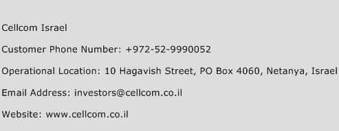Cellcom Israel Phone Number Customer Service