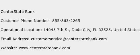 CenterState Bank Phone Number Customer Service