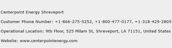 Centerpoint Energy Shreveport Phone Number Customer Service