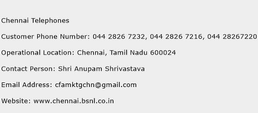 Chennai Telephones Phone Number Customer Service