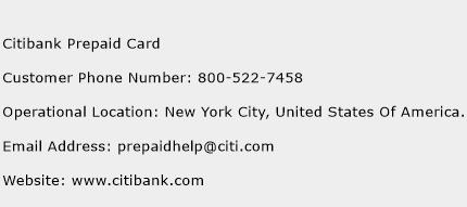 Citibank Prepaid Card Phone Number Customer Service
