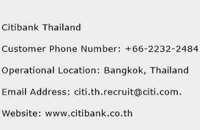 Citibank Thailand Phone Number Customer Service