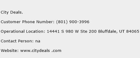 City Deals. Phone Number Customer Service