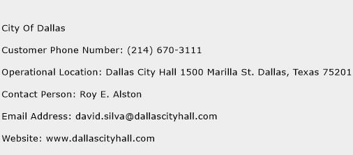 City Of Dallas Phone Number Customer Service