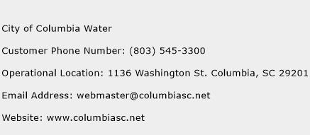 City of Columbia Water Phone Number Customer Service