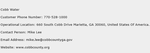 Cobb Water Phone Number Customer Service