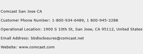 Comcast San Jose CA Phone Number Customer Service