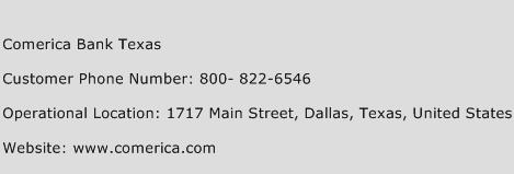 Comerica Bank Texas Phone Number Customer Service