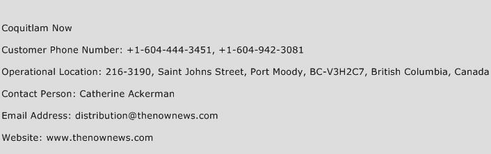 Coquitlam Now Phone Number Customer Service