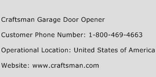 Craftsman Garage Door Opener Phone Number Customer Service