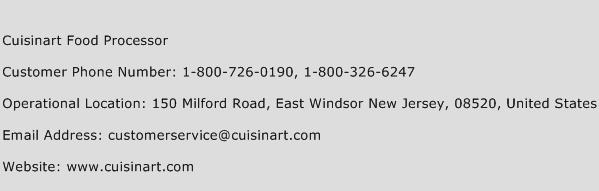 Cuisinart Food Processor Phone Number Customer Service
