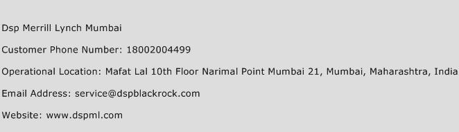 DSP Merrill Lynch Mumbai Phone Number Customer Service