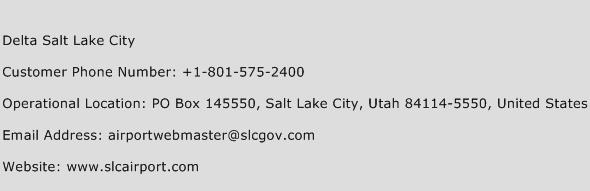 Delta Salt Lake City Phone Number Customer Service