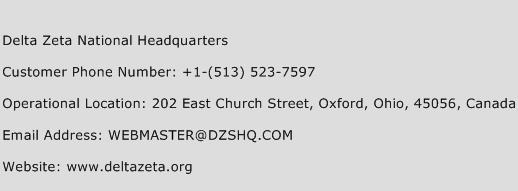 Delta Zeta National Headquarters Phone Number Customer Service