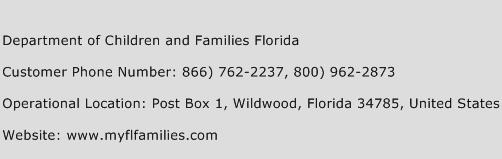 Department of Children and Families Florida Phone Number Customer Service