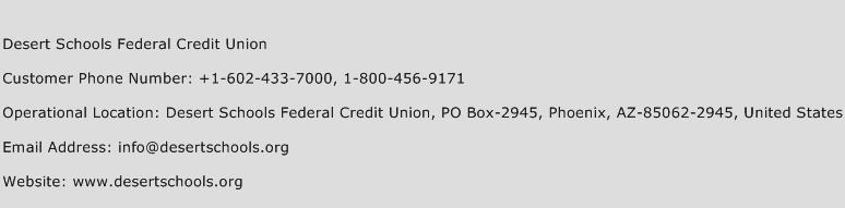 Desert Schools Federal Credit Union Phone Number Customer Service