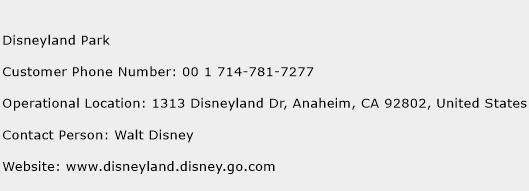 Disneyland Park Phone Number Customer Service