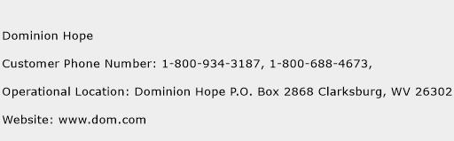 Dominion Hope Phone Number Customer Service