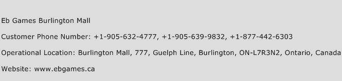 EB Games Burlington Mall Phone Number Customer Service