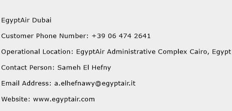 EgyptAir Dubai Phone Number Customer Service