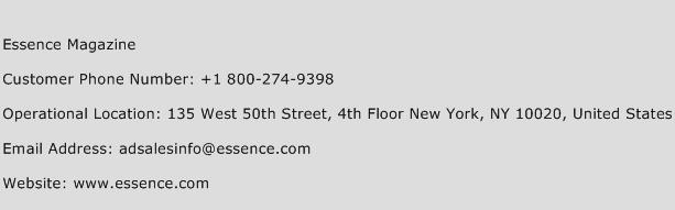Essence Magazine Phone Number Customer Service