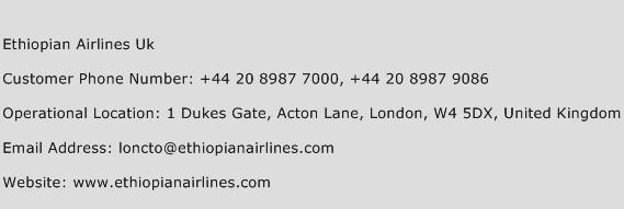 Ethiopian Airlines Uk Phone Number Customer Service