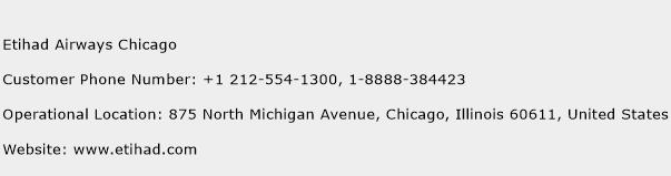 Etihad Airways Chicago Phone Number Customer Service