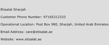 Etisalat Sharjah Phone Number Customer Service