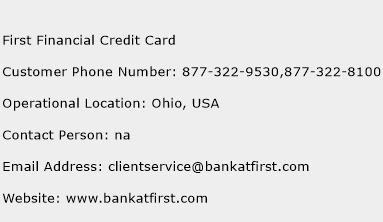 First Financial Credit Card Phone Number Customer Service