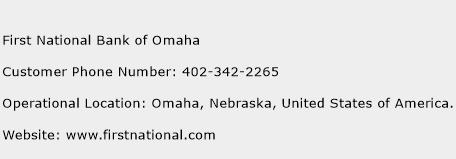 First National Bank of Omaha Phone Number Customer Service