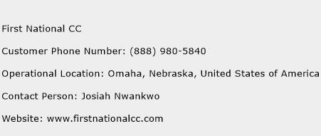 First National CC Phone Number Customer Service